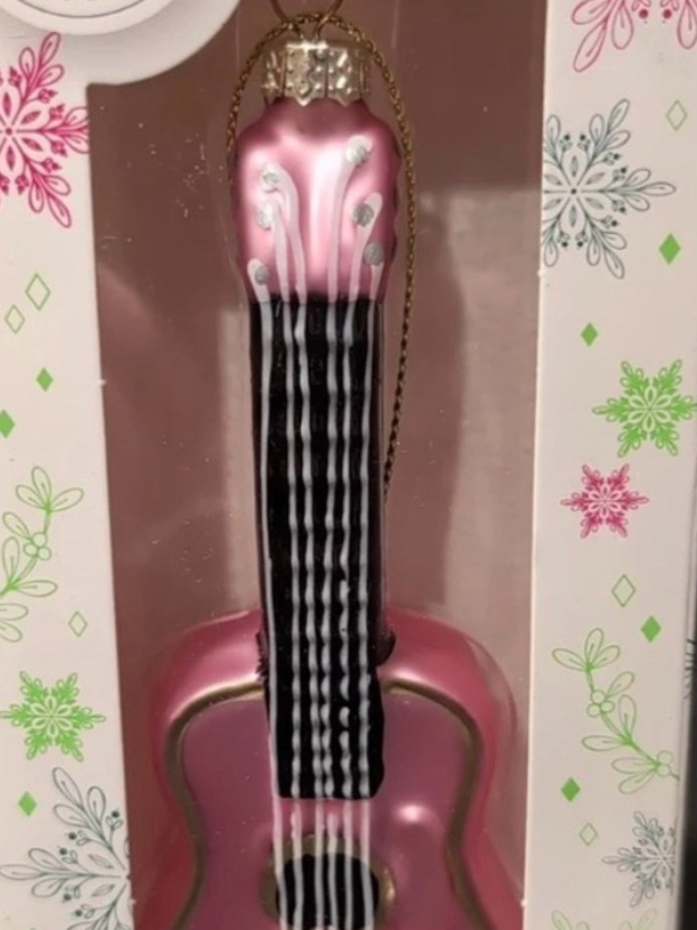 Dolly Parton pink glass guitar ornament